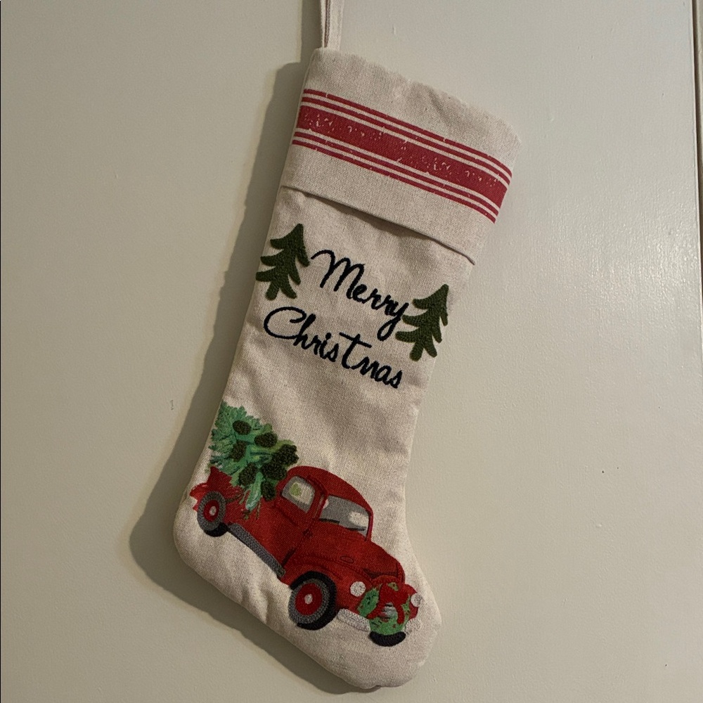 Merry Christmas Red Truck Stocking